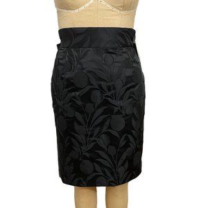 Milly of new york black pencil skirt with bow back detailing and brocade fabric